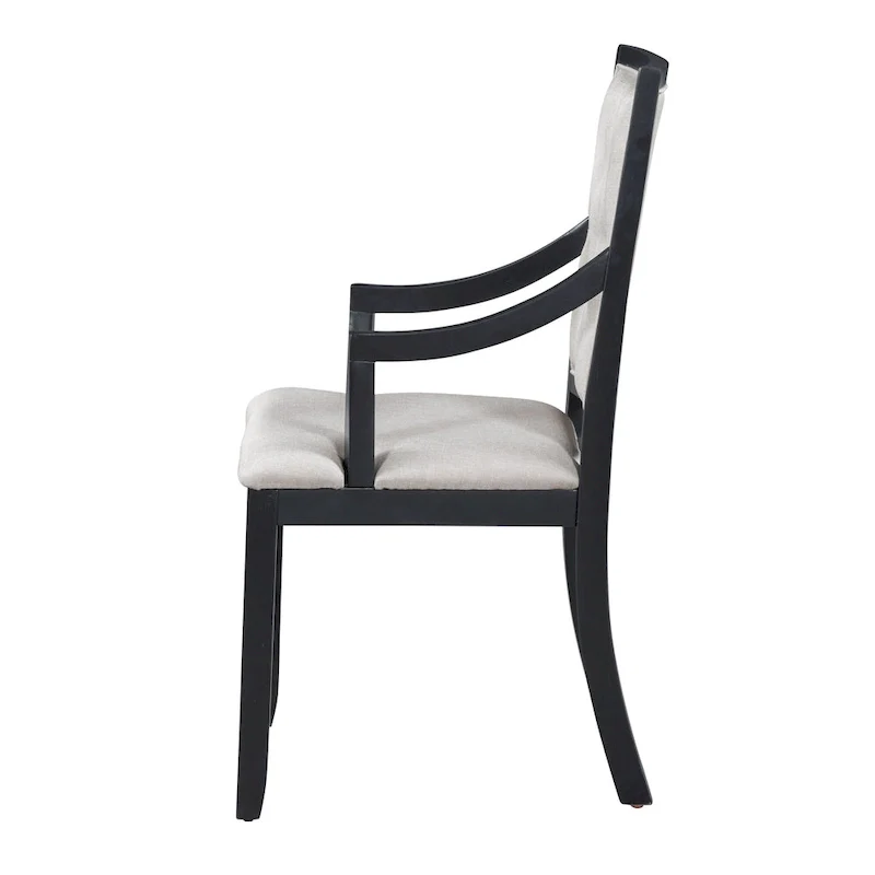 Black 5-Piece Wooden Dining Table Set with Extendable Round Table & 4 Armchairs