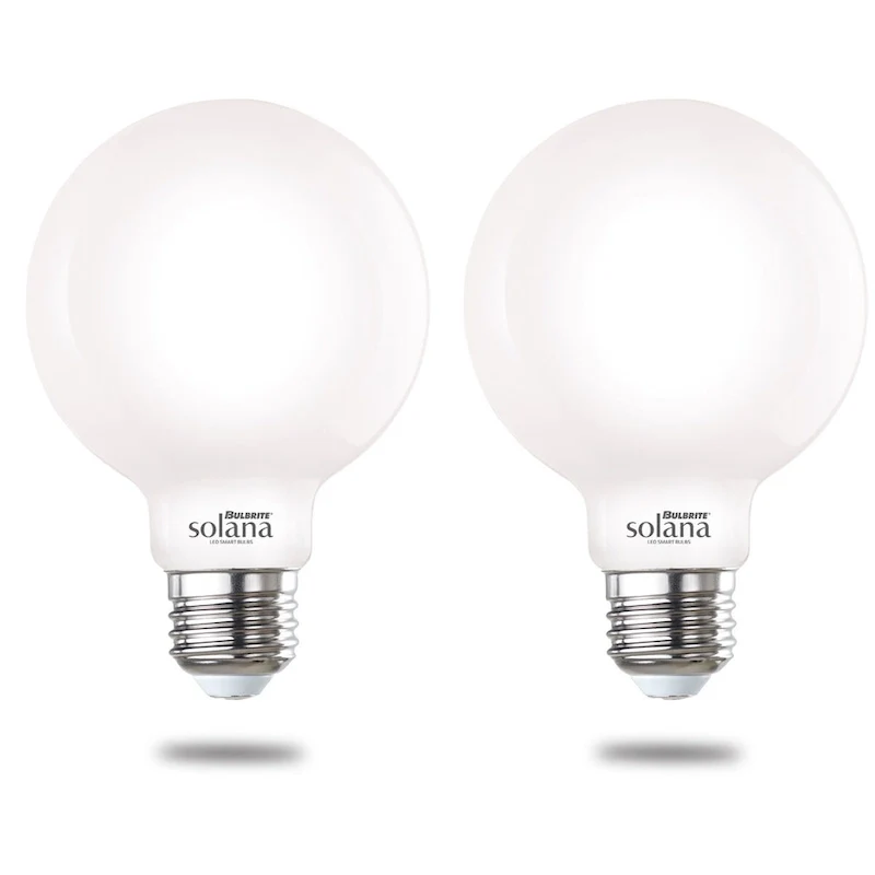 Bulbrite Solana Smart LED G25 60W Equivalent Tunable WIFI Light Bulb, Milky, 2PK - 2200K-6500K
