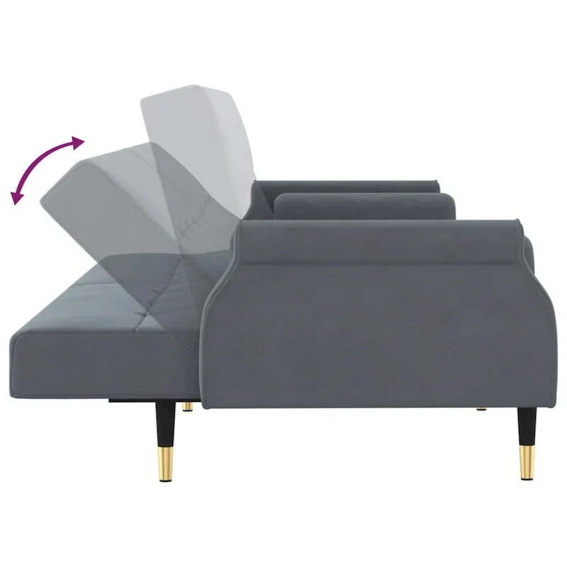 Velvet Sofa Bed Loveseat with Cushions – 85 x 35 x 27.6