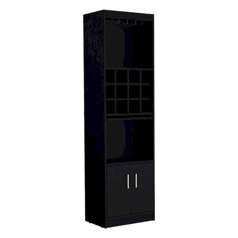 71Tall Bar Cabinet 5-Tier Modern Bar Cabinet with Glass Holder Stemware Rack,Wine Cabinet,12 Bottle Cubbies,5 Shelves
