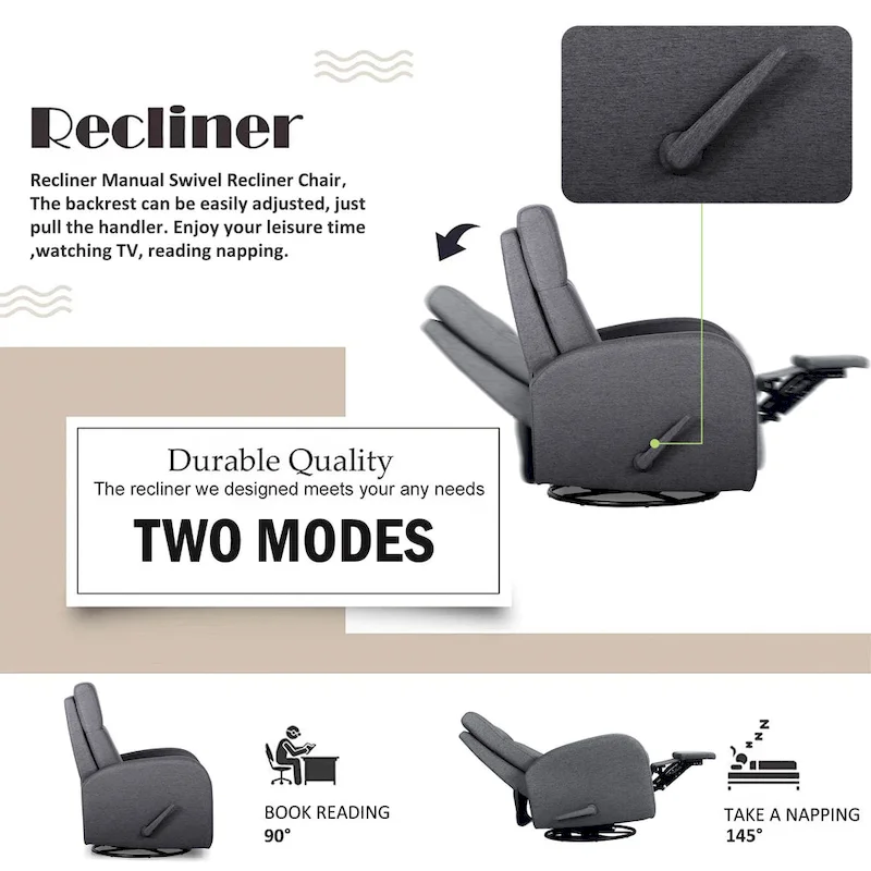 Manual Glider Recliner Rocker Swivel Chair