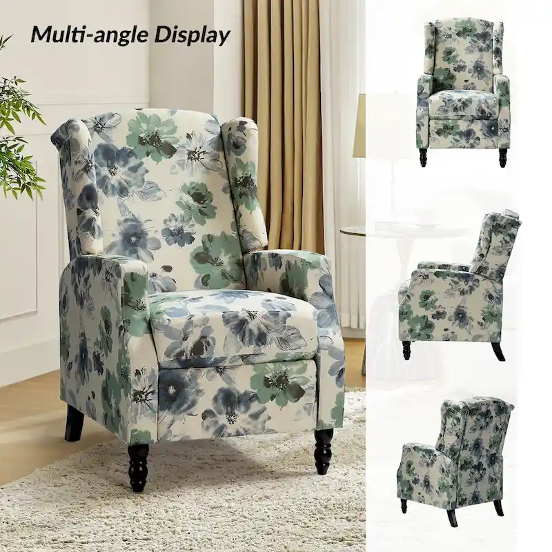 Damaris Mid-Century Modern Manual Pushback Recliner with Wingback Design Set of 2 by HULALA HOME