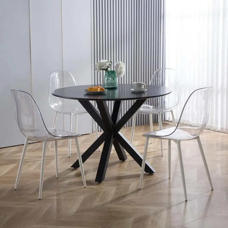 Grondin Mid-Century Modern Round Dininig Table with MDF Top and Pedestal Base, 42.1 End Table Leisure Table