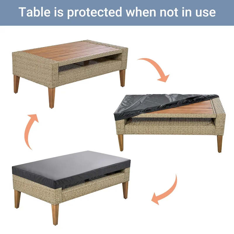 6-Pieces All Weather PE Wicker Sofa Set with Double Cushions