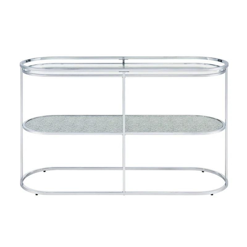 Taylaa Glam Chrome 48-inch Glass Top 1-Shelf Sofa Table by