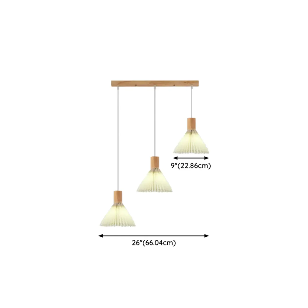 Glass Shade Wood Kitchen Island Pendant Light Adjustable Length