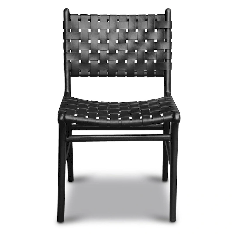 Poly and Bark Banda Teak & Leather Dining Chair - Solid Teak Wood Frame