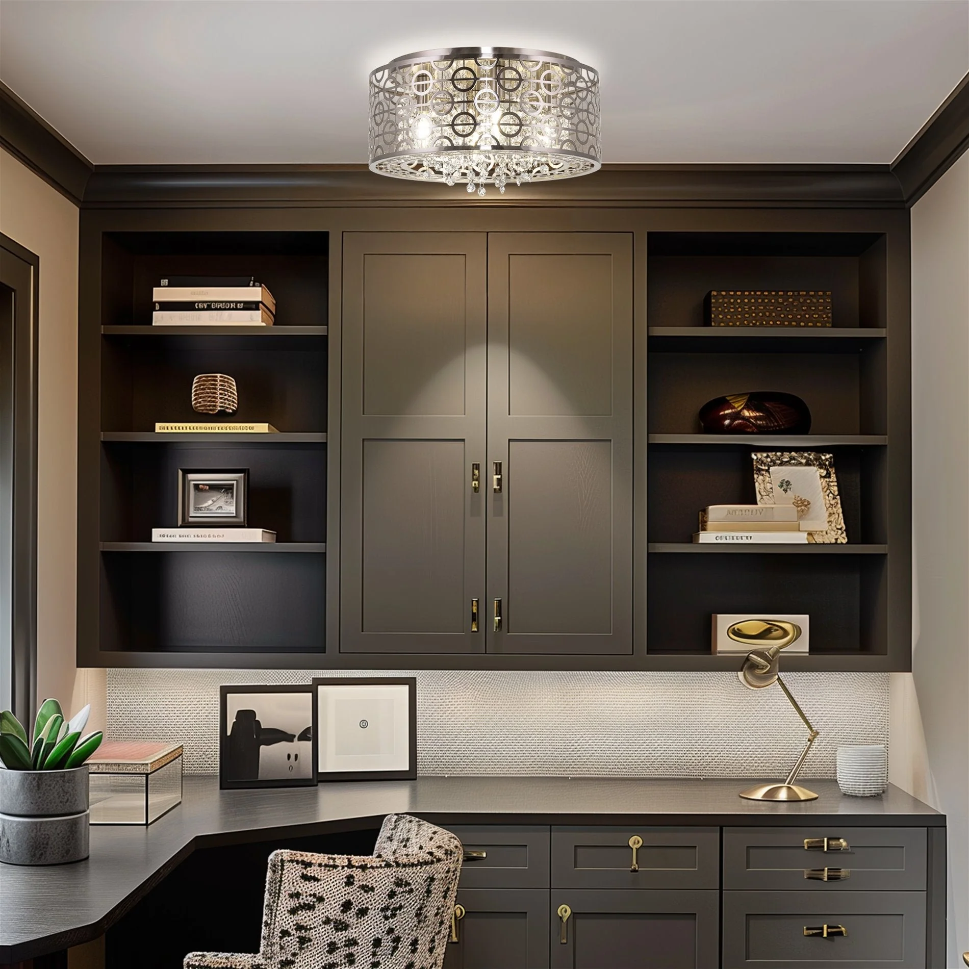 Brielle 15 Modern Chic 4-Light Crystal Flush Mount Chandelier