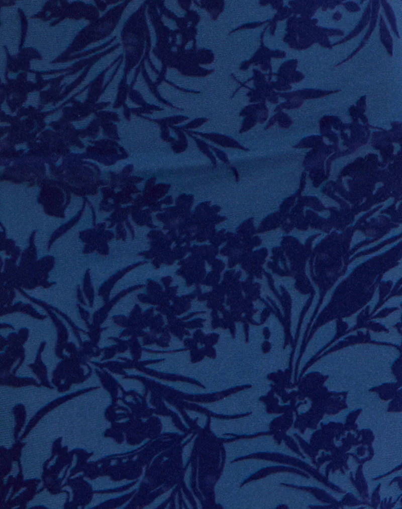Dawn Maxi Dress in Midnight Leaf Flock Navy