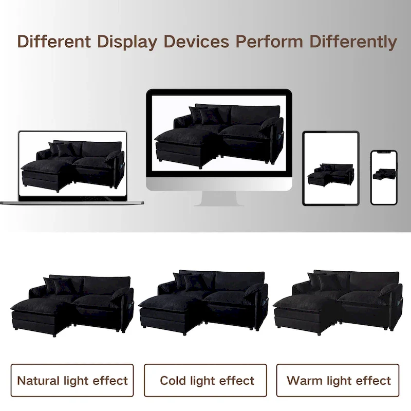 2-Piece 75.59 Chenille Cloud Loveseat Sofa Set with Deep Seat and 4 Pillows