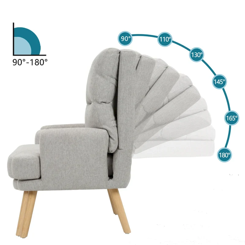 Fabric Armchair Accent Chair with Ottoman Set