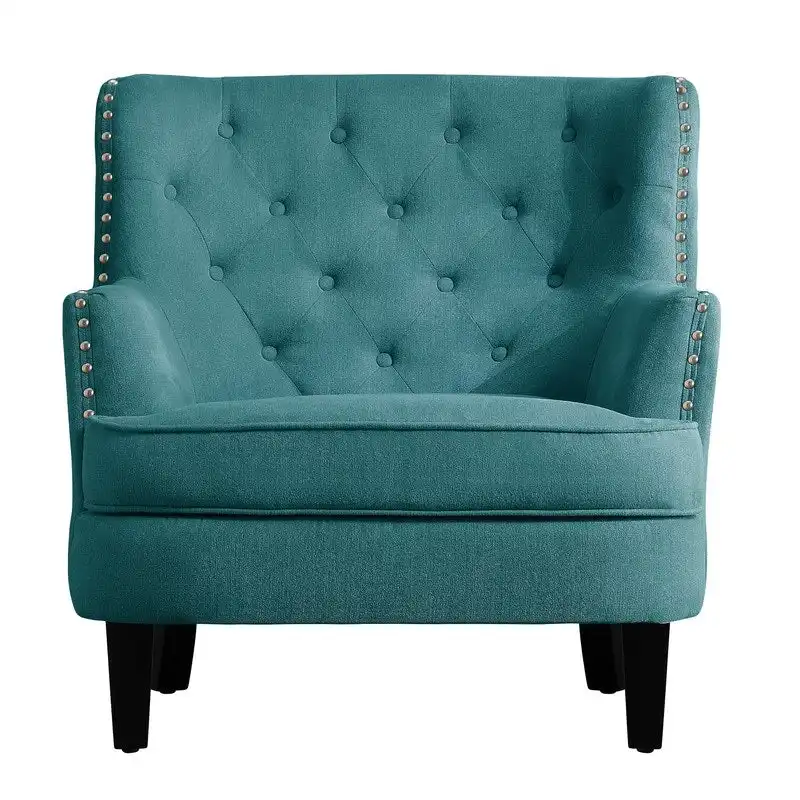 Moser Bay Mignon Velvet / Linen 30 Wide Tufted Wingback Accent Chair