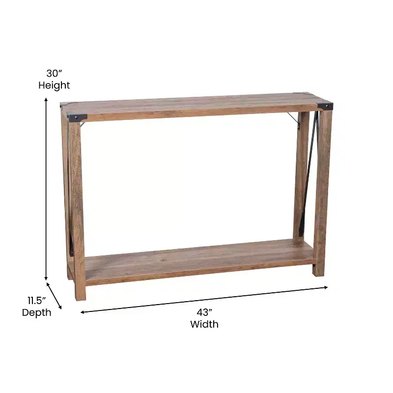 Engineered Wood Modern Farmhouse Entryway Console Table with Metal Accents