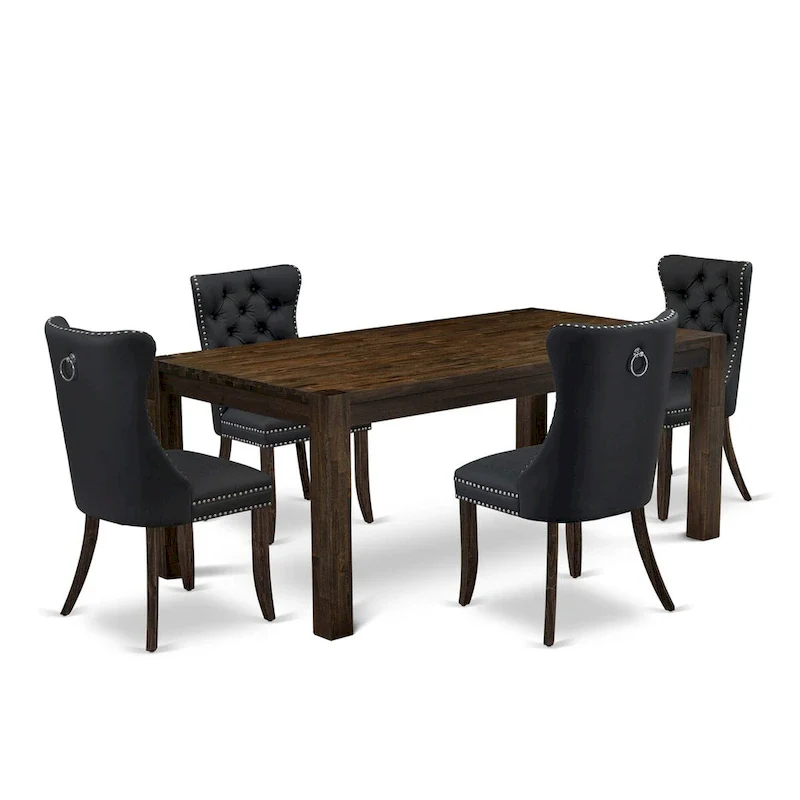 Dining Furniture Set — Includes A Rectangular Dining Table And Dining Chairs, Featuring An Antiqued Jacobean Style (Optional Configuration).