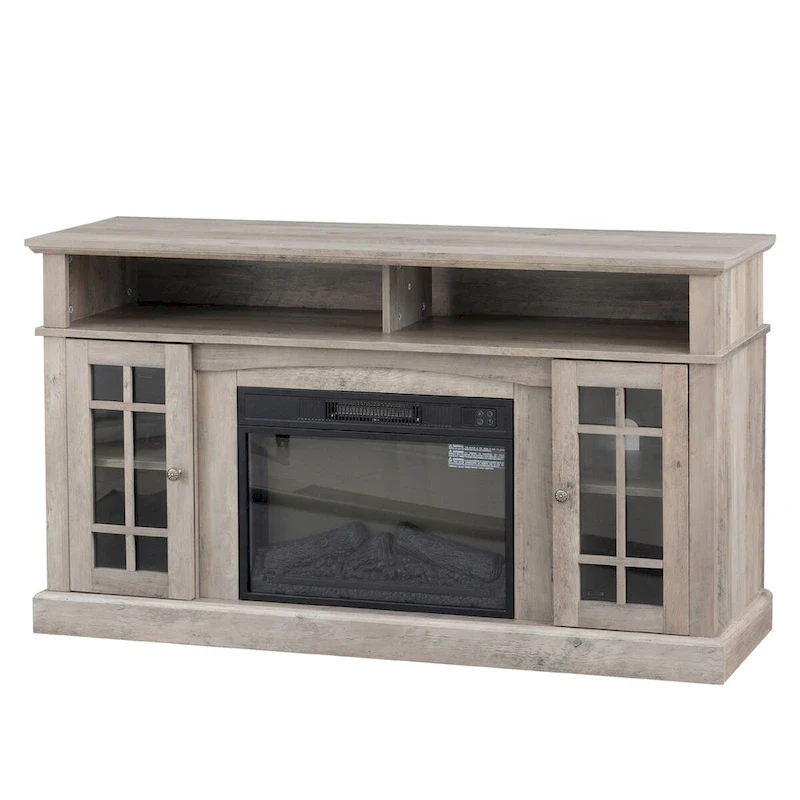 TV stand with electronic fireplace and remote control