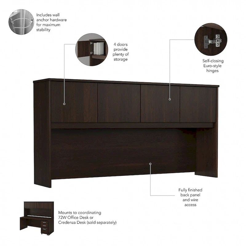 Studio C 72W Desk with Hutch and Drawers by Bush Business Furniture
