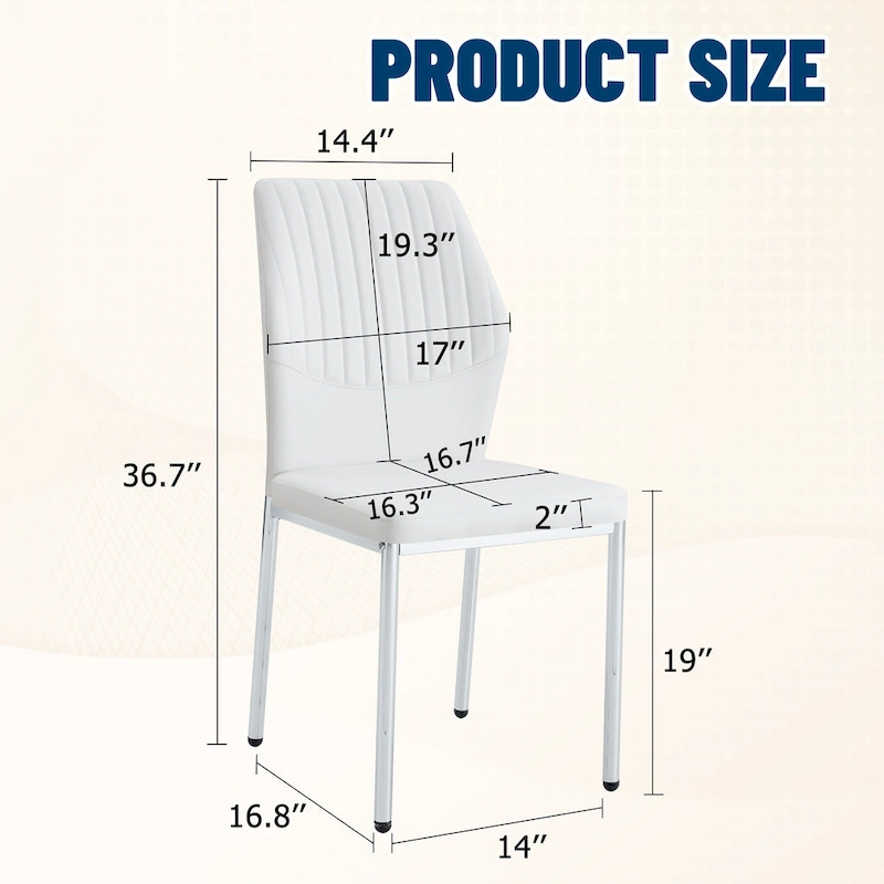 Set of 6 High Resilience Dining Chair with Metal Silver Leg