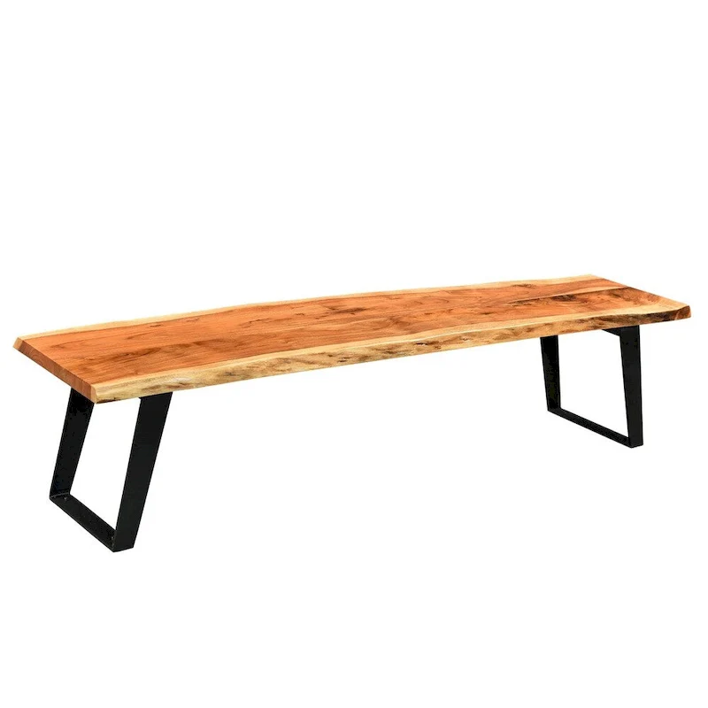 Timbergirl Handmade Live Edge Acacia Wood Bench (India)