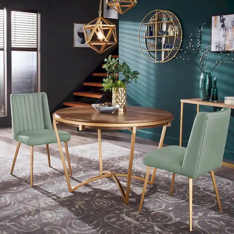 Gold Finish Fabric Dining Chair (Set of 2)