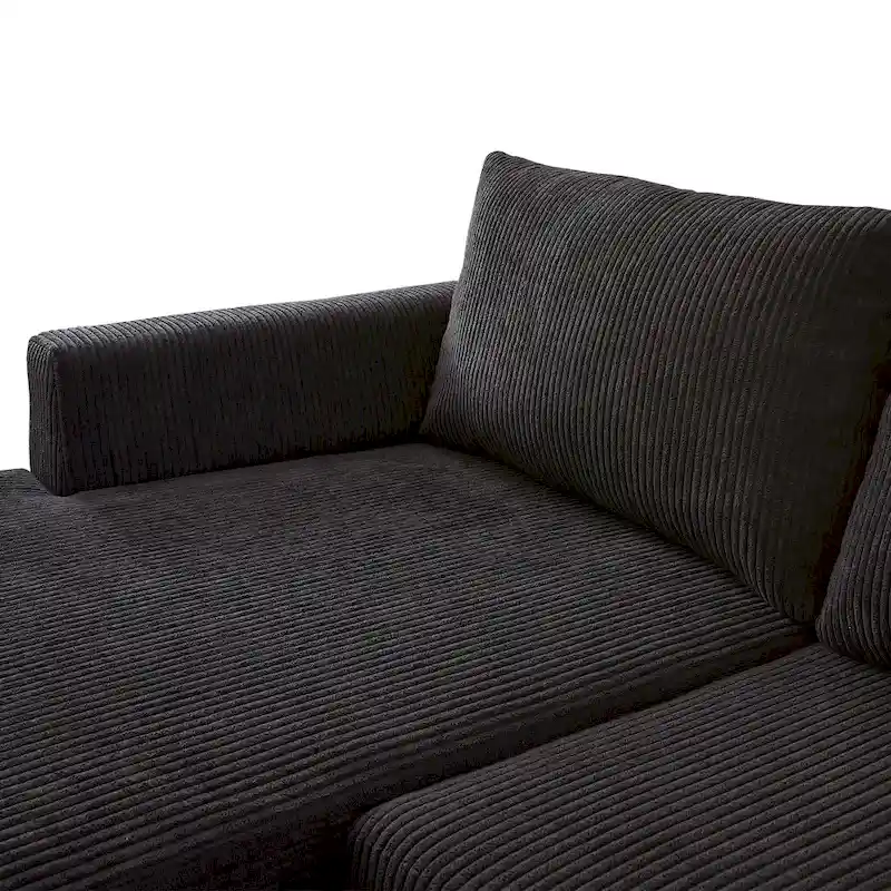 HOOOWOOO Living Room L-Shaped Polyester Fabric Reversible Chaise Sofa