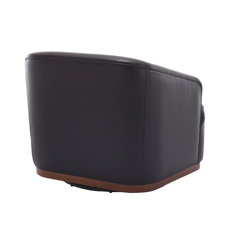 Black PU 31.5 Swivel Barrel Chair with Metal Base