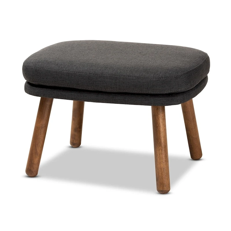 Mid-Century Fabric Upholstered Ottoman by Baxton Studio