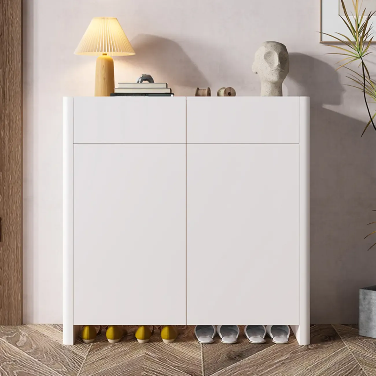 Minimalist Wood Adjustable Multi-Layer Entryway Shoe Cabinet