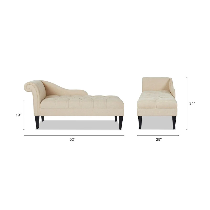 64 Mid-Century Tufted Rolled-Arm Chaise Lounge