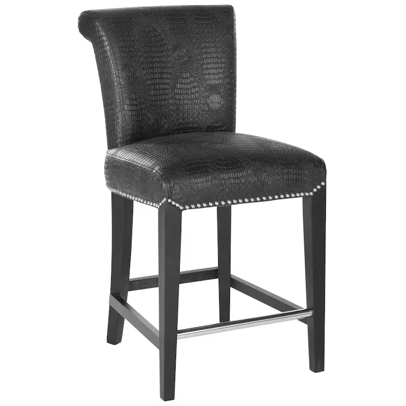 Black Faux Leather 23-inch Counter Stool - 18.7 W x 23 D x 36.4 H - 19Wx23Dx36H