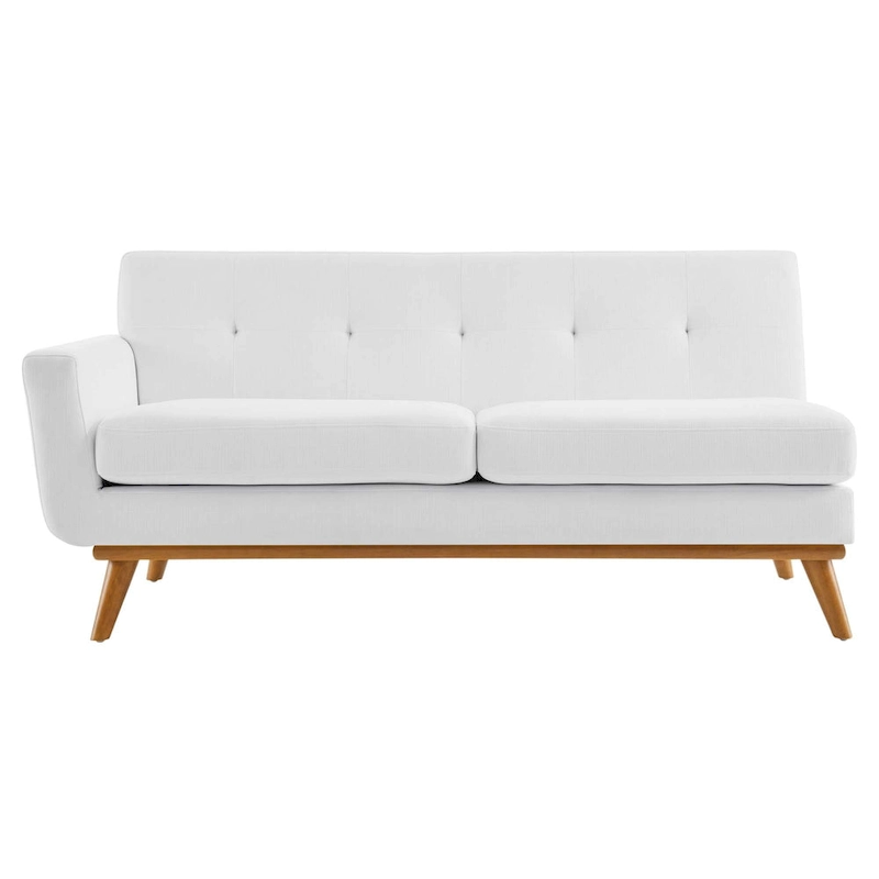 Engage Mid-century Modern Upholstered Fabric Left-arm Loveseat, Azure