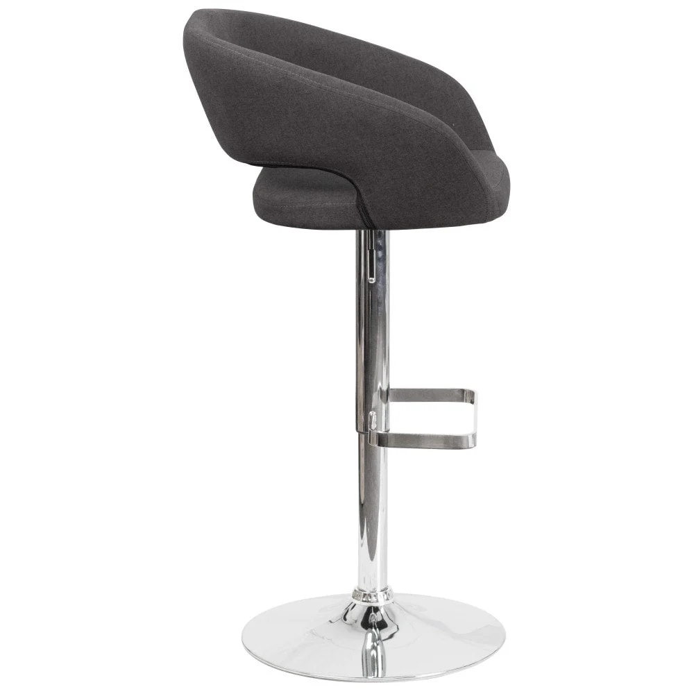 Modern Upholstered Adjustable-Height Barstool with Rounded Back
