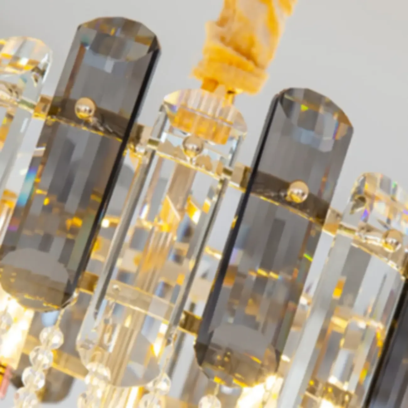 Luxury Long Cascading Crystal Gold Chandelier