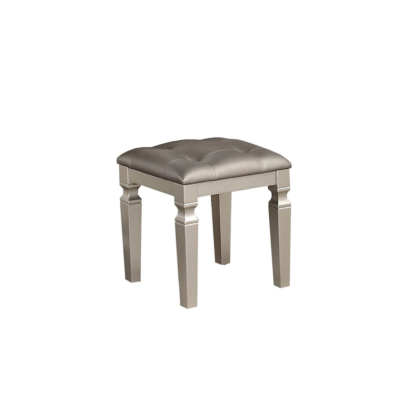 Fabric and Wood Vanity Set with Stool