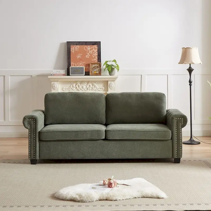 83.8 Convertible 2-in-1 Pullout Polyester Sleeper Sofa Bed