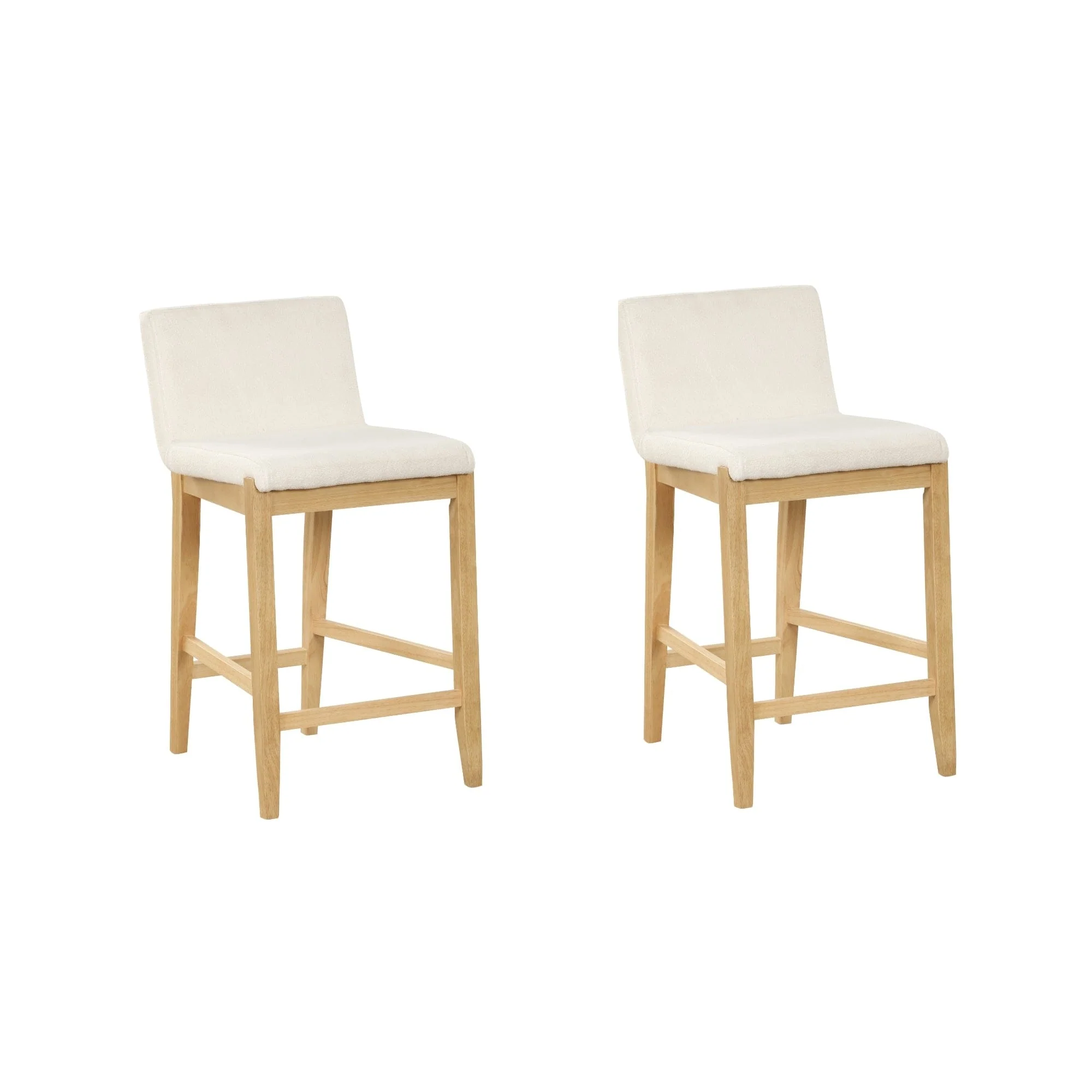 Gracie Modern Bar Stool, Boucle Upholstered Chair and Brushed Wooden Legs