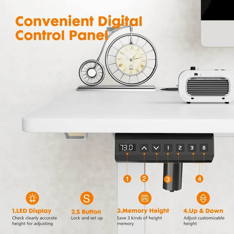 Electric Height Adjustable Standing Desk,Sit to Stand Ergonomic Computer Desk,Black,55 x 24