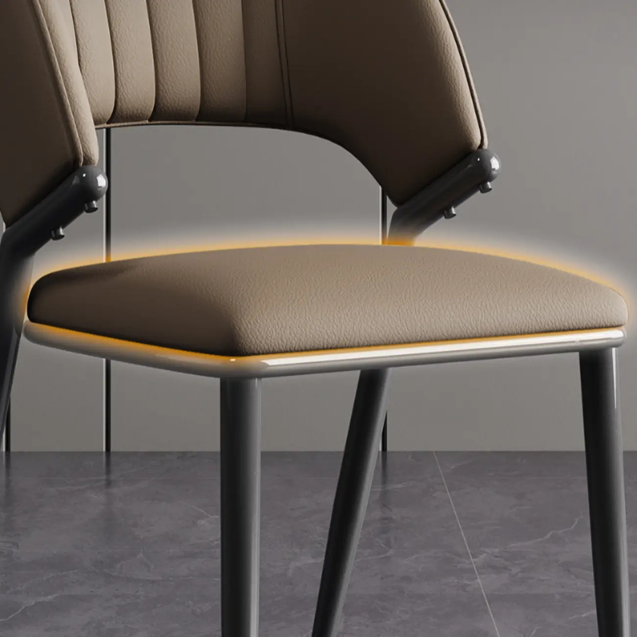 Modern Faux Leather Curved Back Armless Dining Chair