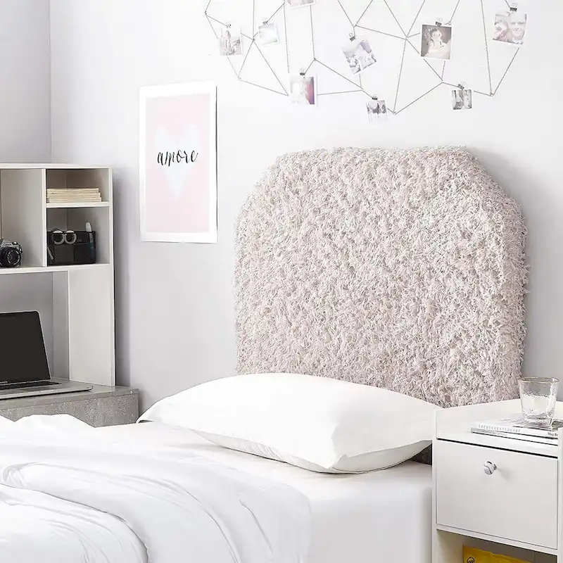 Mo' Fluffy Feathers College Headboard with Legs - Plush Texture