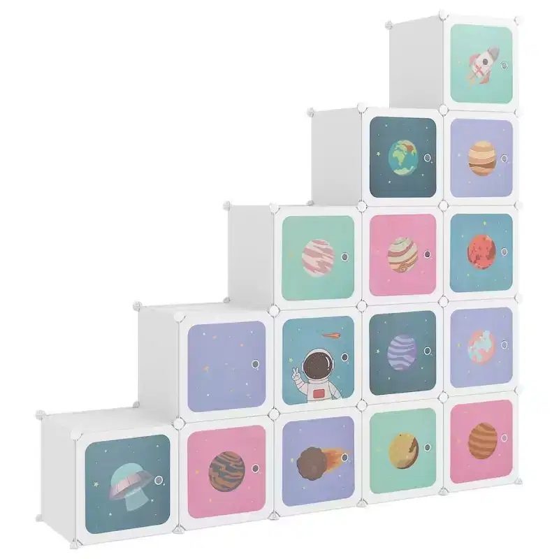 White 15-Cube Kids Storage Organizer Bookcase