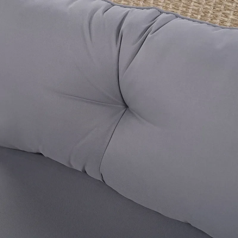 6-Person Garden Fan-shaped Rattan Suit Combination with Cushions and Table