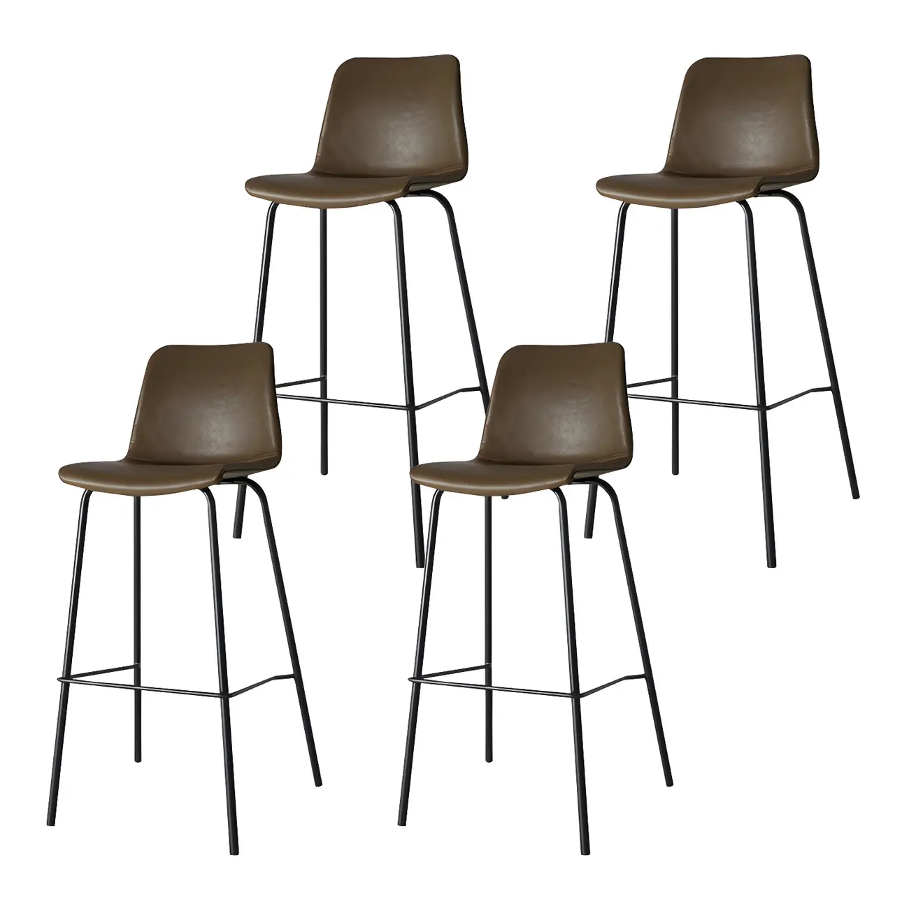 Brown Saddle Metal Frame Leather Counter Stools with Backs