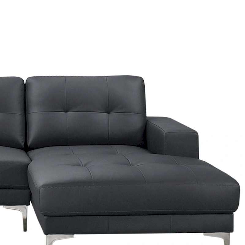2 Piece Faux Leather Sectional Set with Square Armrest