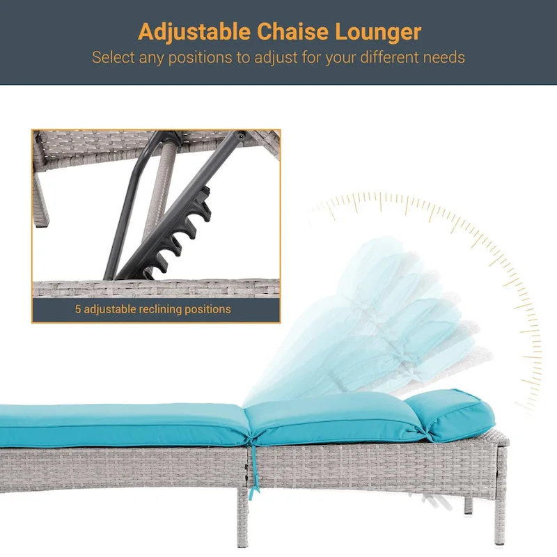 LIVOOSUN Patio Chair Rattan Single Lounge Water-Repellent Cushion