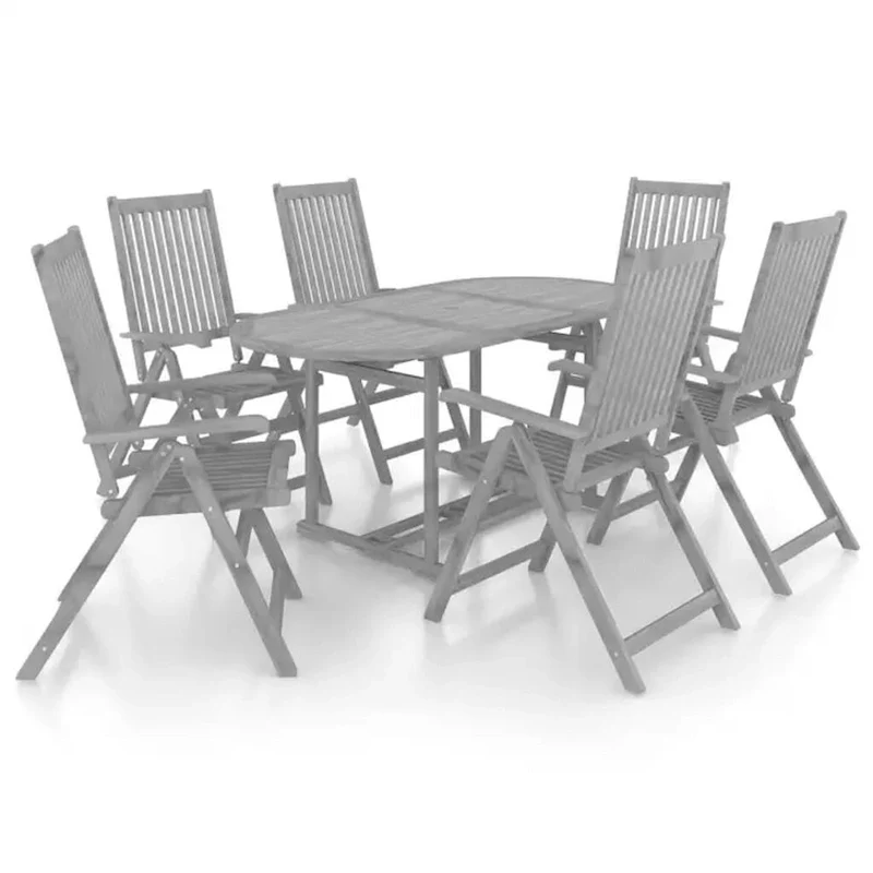 vidaXL Solid Wood Acacia Patio Dining Set 7 Piece Garden Seat Oval/Rectangular