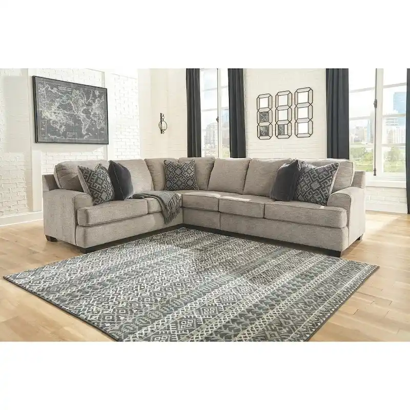 Newport Furnishings Beige & Grey 3-Piece Sectional Sofa - Seats 5