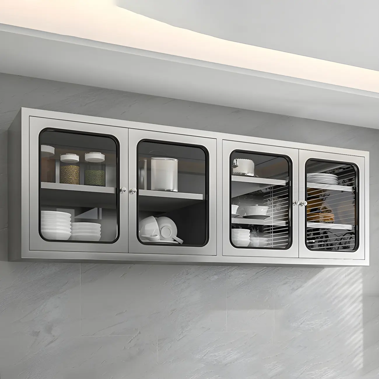 Adjustable Stainless Steel Wall-Mounted China Cabinet