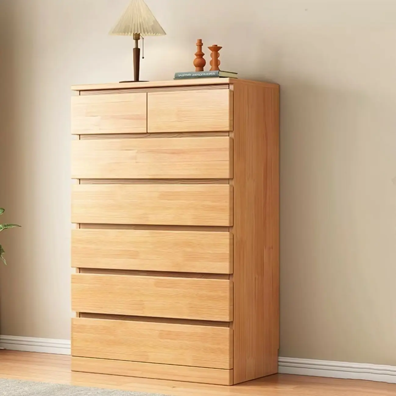 Modern Natural Wood Gloss Surface Dresser with 8-Drawers