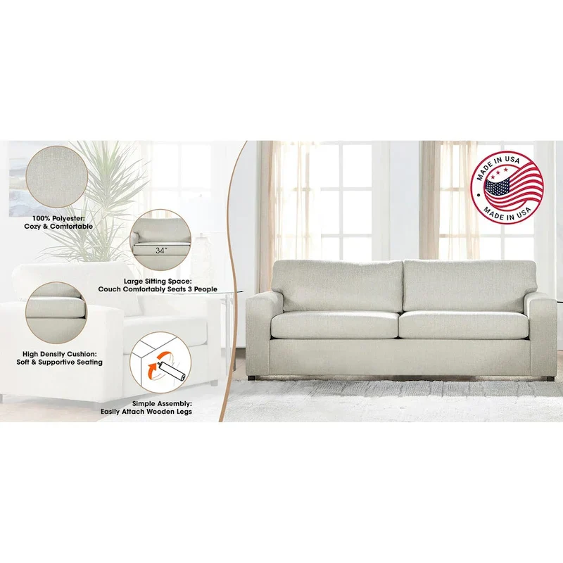 New Classic Furniture Leo Cushion Back Sofa, Made in USA
