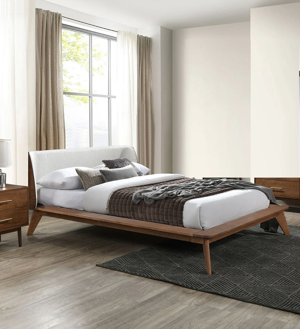 Walker Edison | Mid-Century Modern Winged Edge Headboard King Size Bedframe