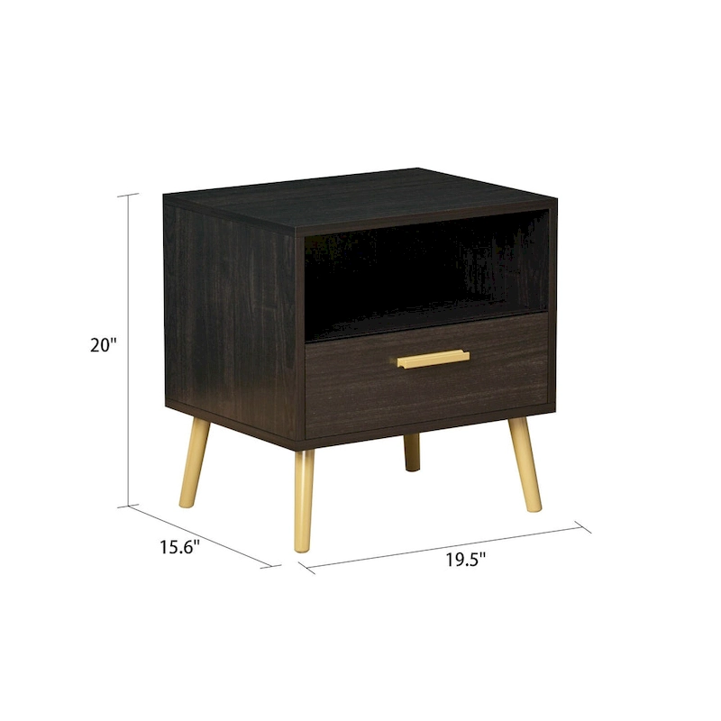One Drawer Nightstand With One Open Shelf